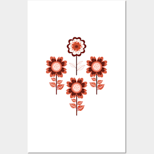 Retro Flowers V Posters and Art